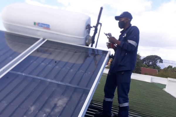 Solar heater Geyer installation and cabling